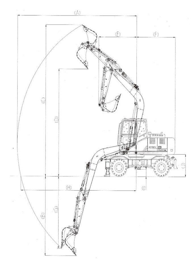 沃尔华DLS100-9A 9.7吨轮式液压挖掘机工作参数