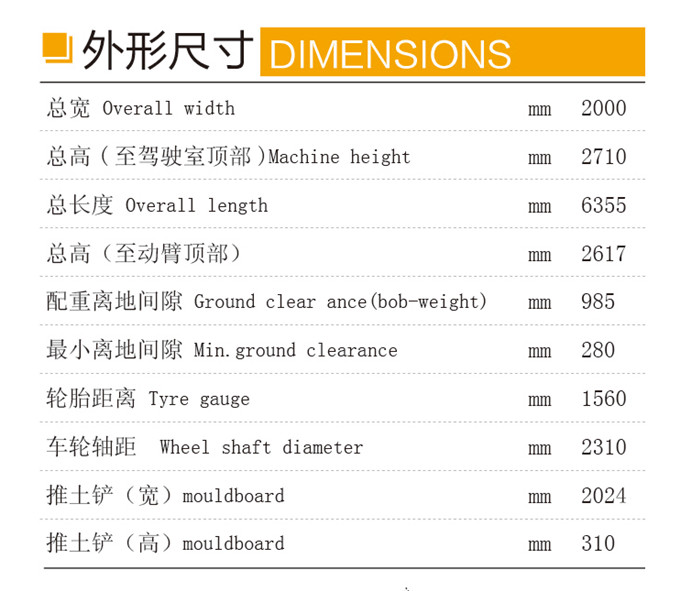 沃尔华DLS880-9A 7.2吨轮式液压挖掘机外形尺寸